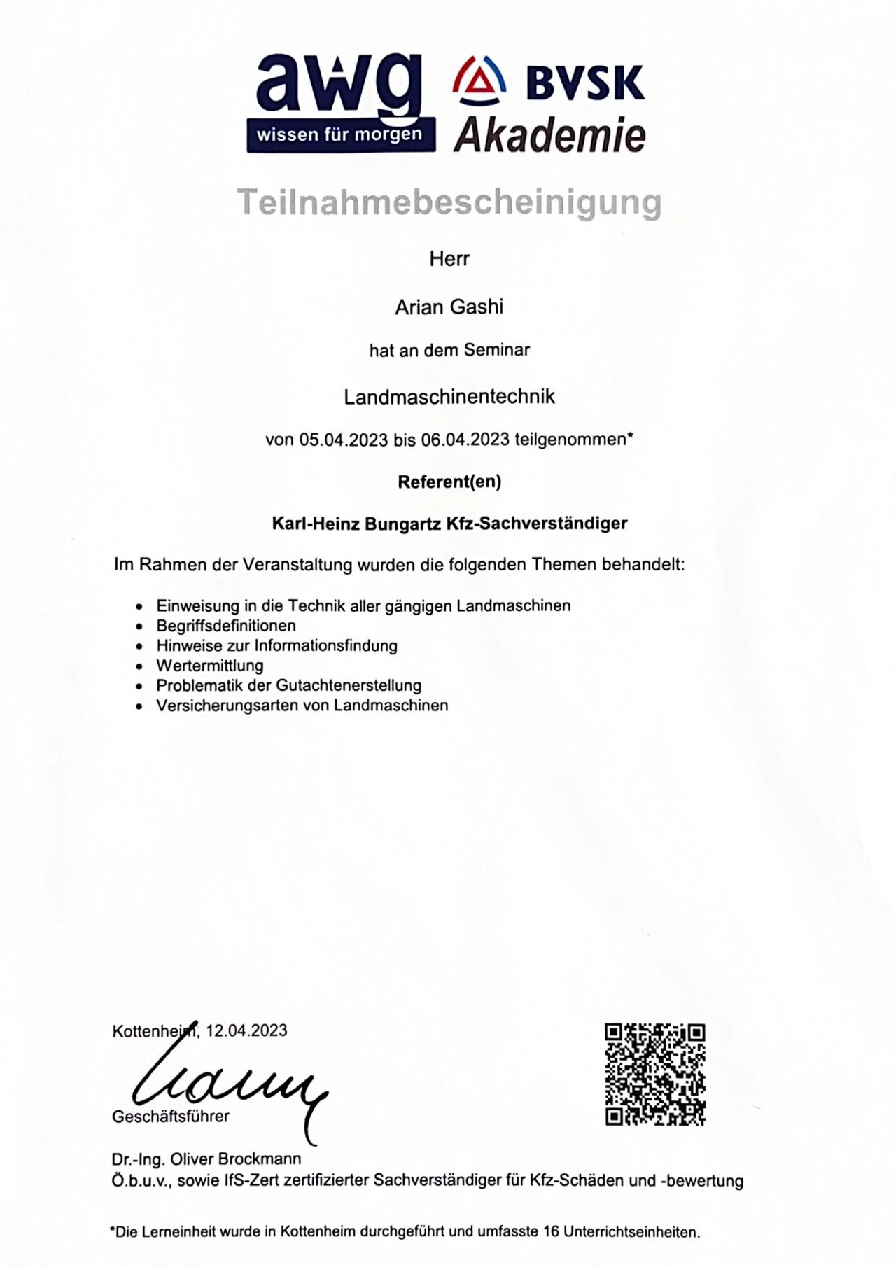 Fortbildung Landmaschinen