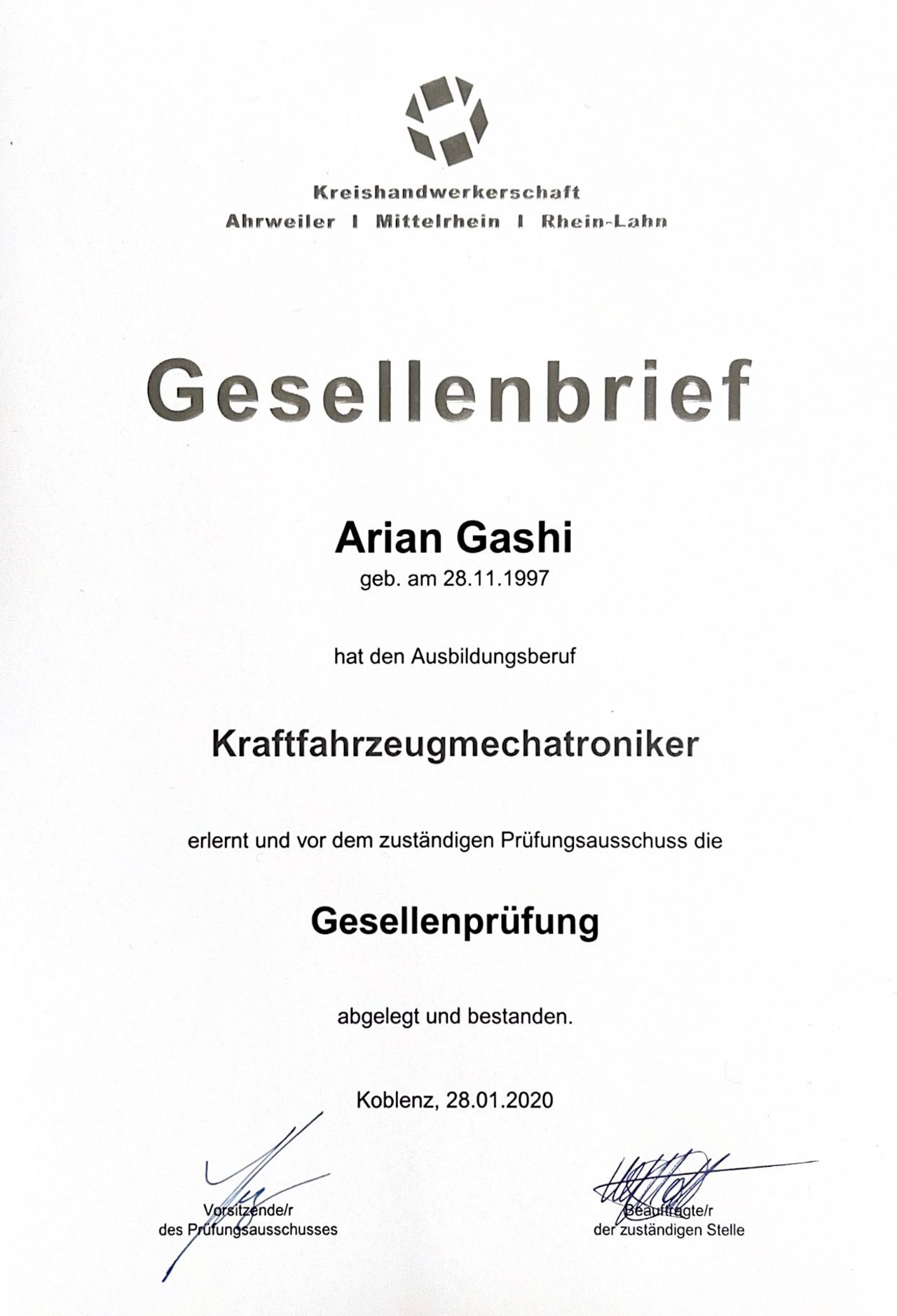 Gesellenbrief