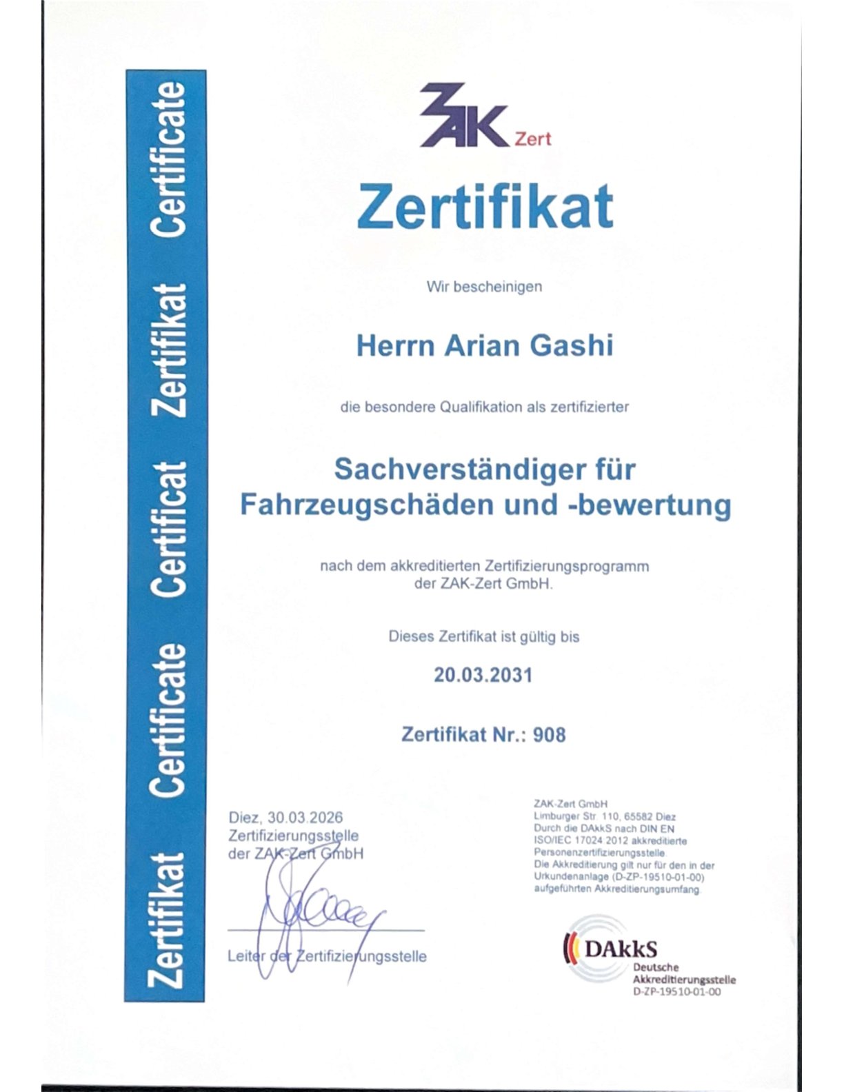 ZAK-Zertifizierung